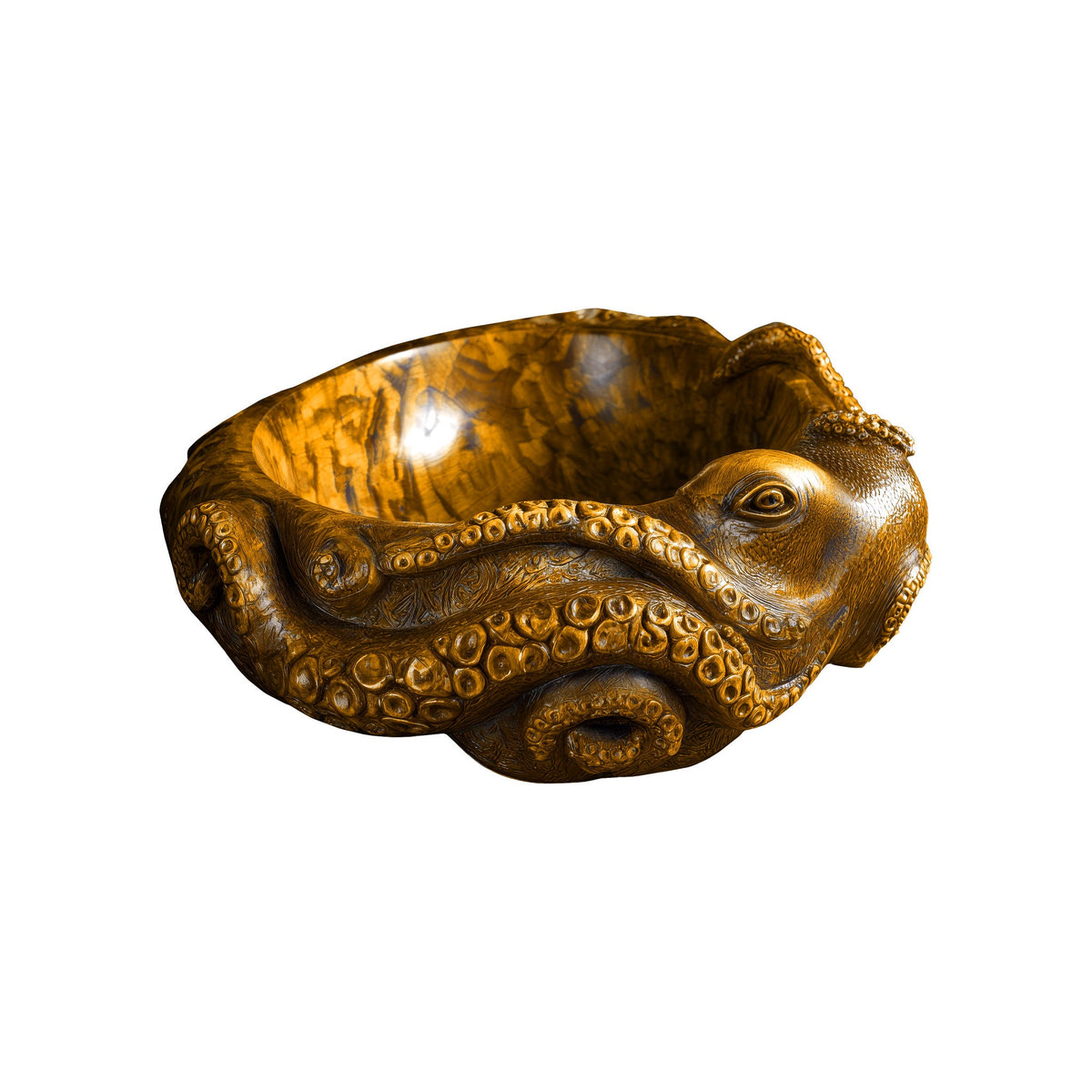 Nautivar Octopus Form Handcarved Solid Wood Sculpted Vessel Sink